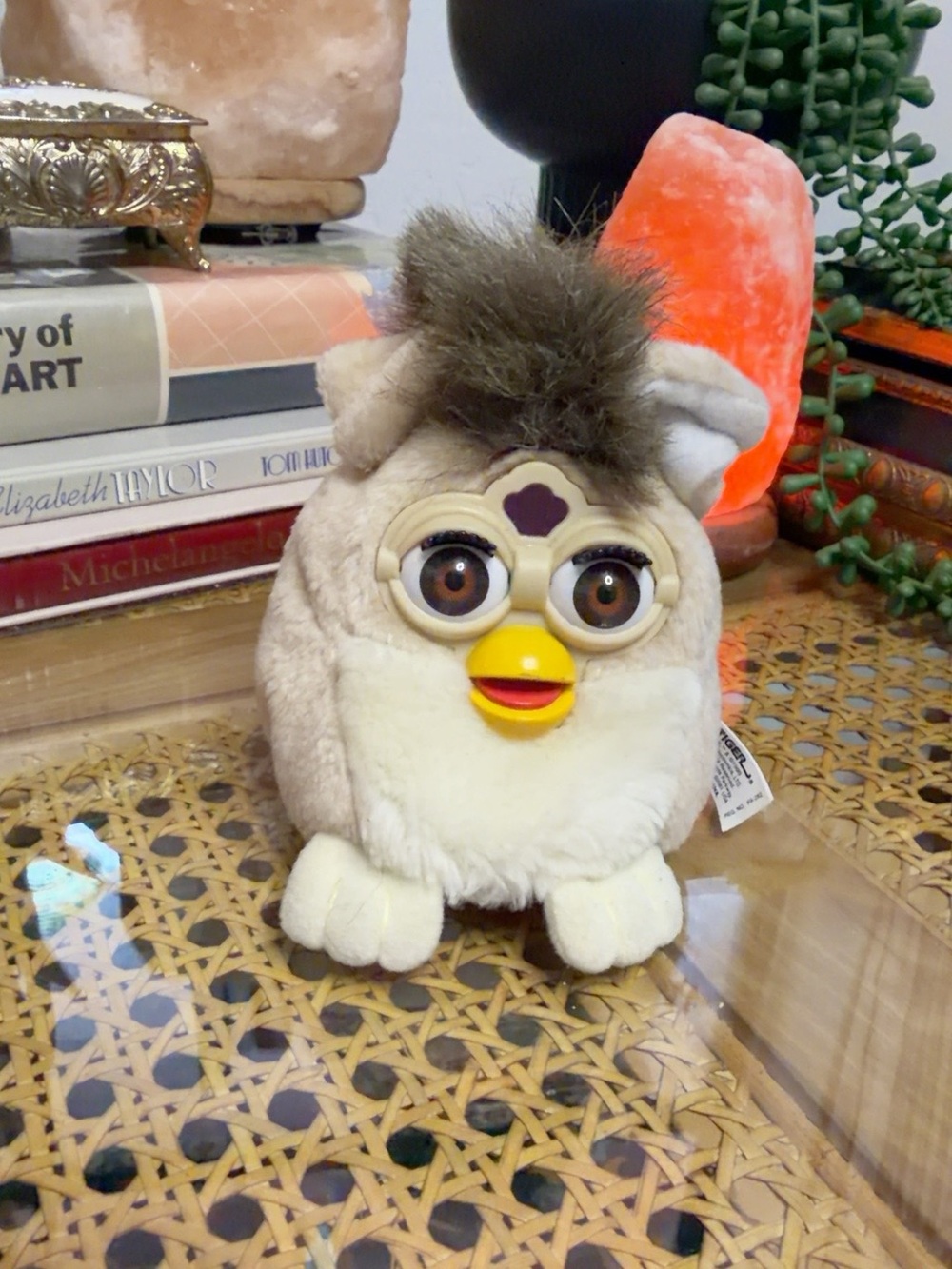 Vintage 1999 Furby Buddies Bear Plush Tan Cream Brown Eyes Tiger Electronics